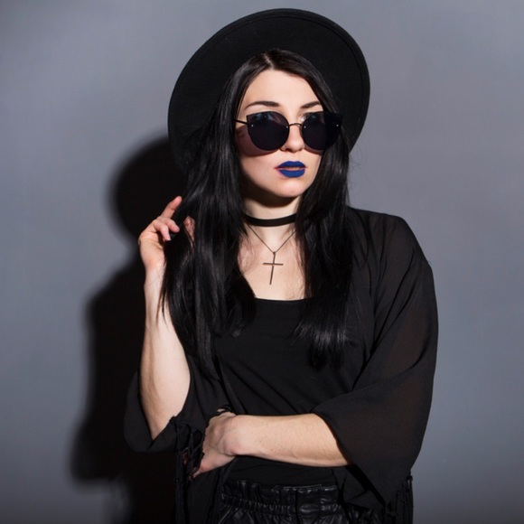 NEW Black Round Flat Top Stiff Brim Black Ribbon Band Boater Fedora Hat - Picture 4 of 4